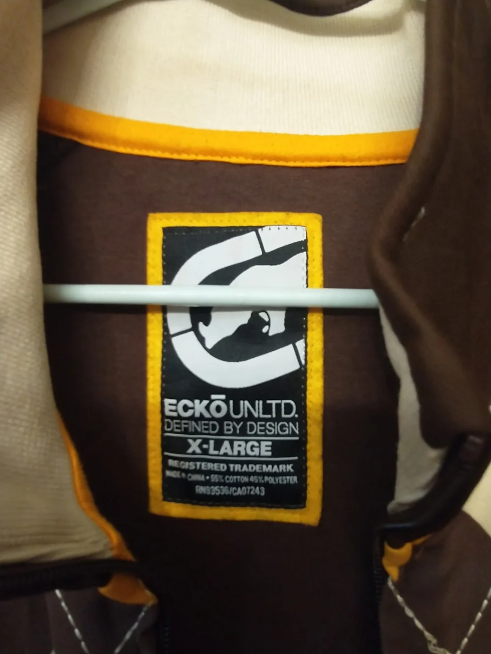 Vintage Ecko Unltd Brown and Yellow Argyle Zip-Up Sweater Jacket